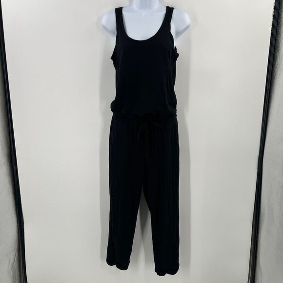 Michael Stars S Black Tank Jumpsuit Cotton Modal Drawstring Waist Theo Lounger - Picture 8 of 10